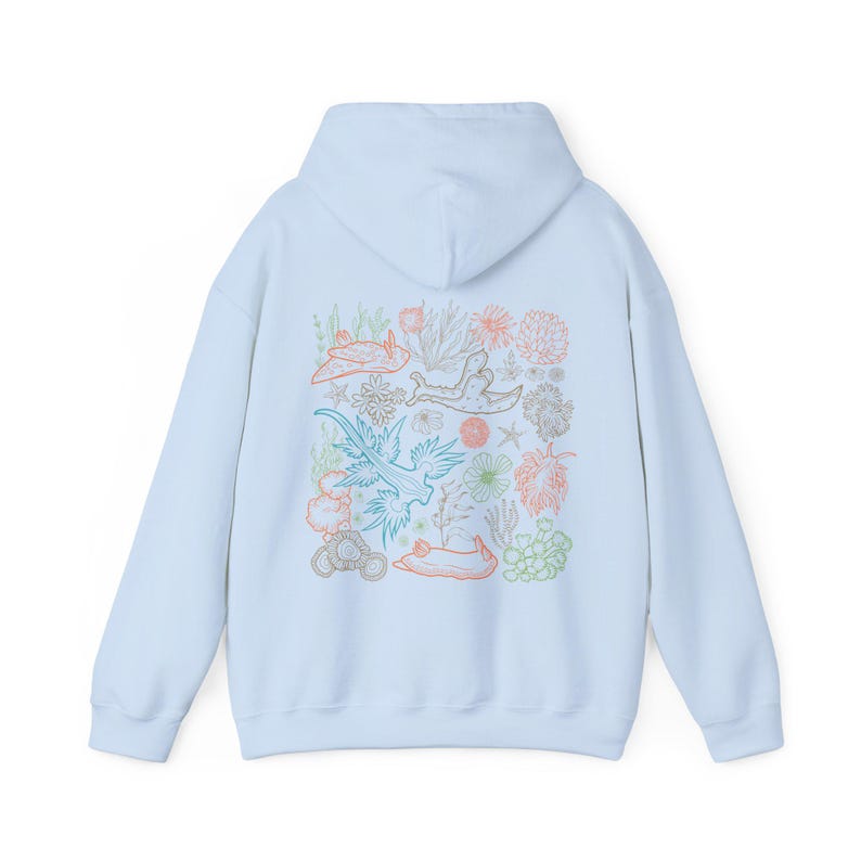 Nudibranch Hoodie Sea Slug Ocean Animal Shirt Snail Sweatshirt Beachy Hoodies Coconut Girl Clothes Ecology Shirt Granola Girl Salty Granola Light Blue