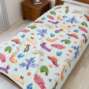 Sea Slug Velveteen Blanket Nudibranch Sherpa Blanket Ocean Inspired Style Preppy Stuff Oceancore Throw Juminocore Blanket Nudibranchs image 12