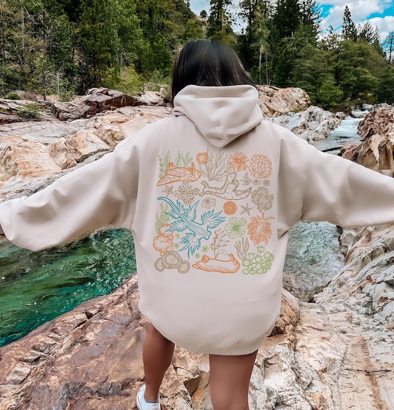 Nudibranch Hoodie Sea Slug Ocean Animal Shirt Snail Sweatshirt Beachy Hoodies Coconut Girl Clothes Ecology Shirt Granola Girl Salty Granola Sand