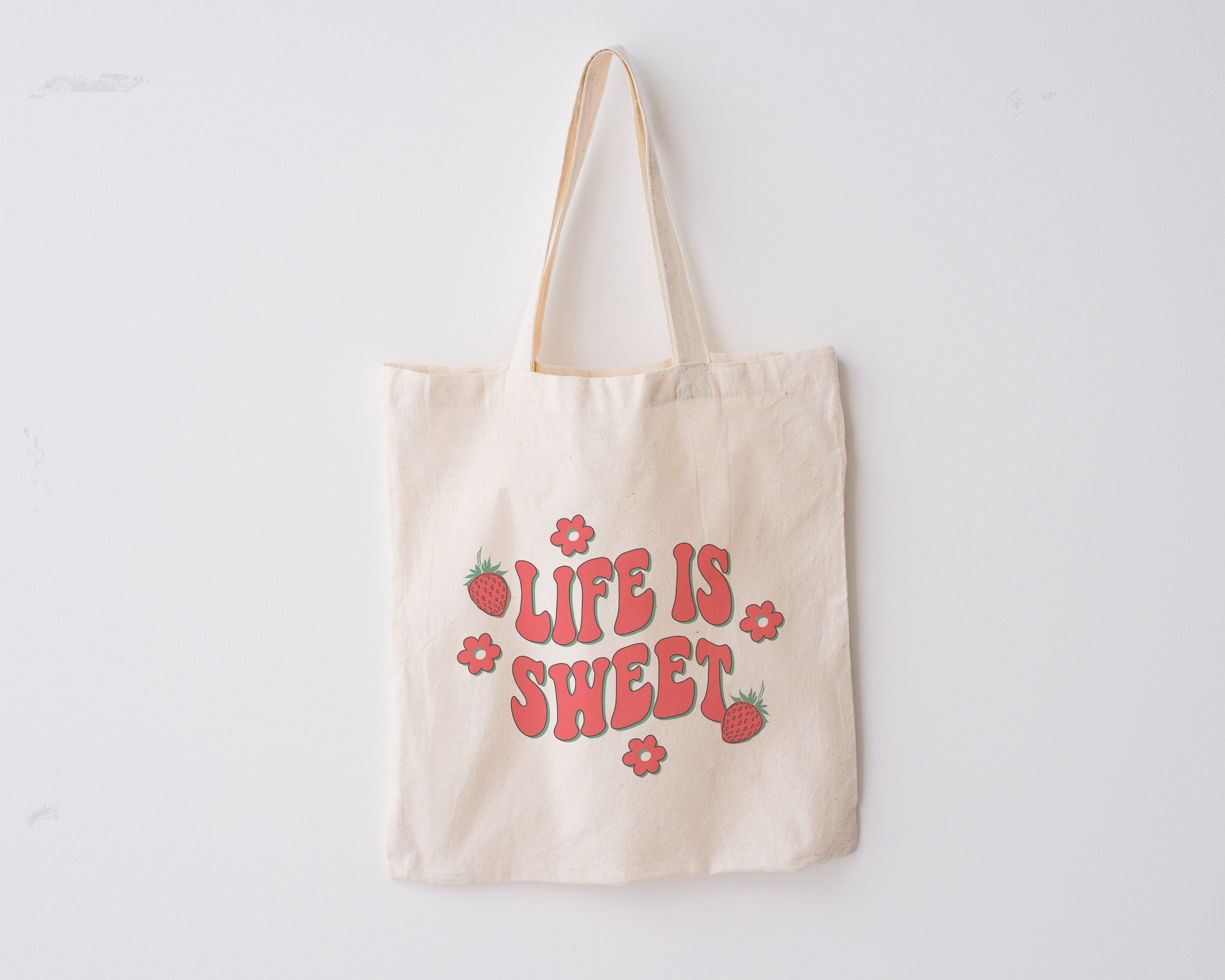 Life is Sweet Tote Bag Aesthetic Cute Tote Bag Retro Tote Bag - Etsy