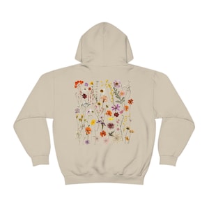Pressed Flowers Cottagecore Hoodie Cottage Core Hoodie Wildflower Sweater Floral Hoodie Nature Hoodie Goblincore Hoodie Fairycore Clothing Sand