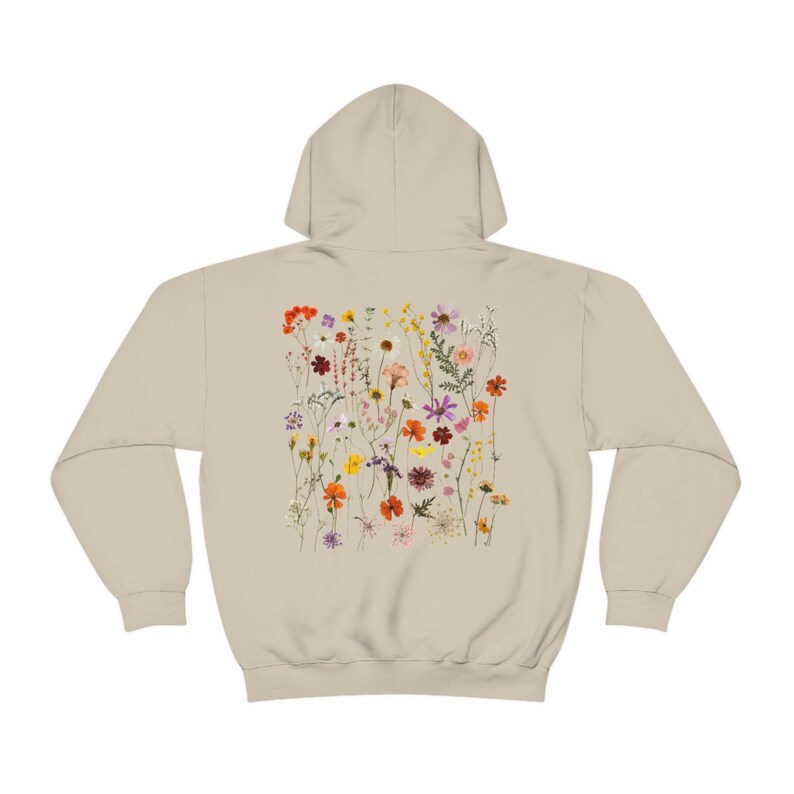 Pressed Flowers Cottagecore Hoodie Cottage Core Hoodie Wildflower Sweater Floral Hoodie Nature Hoodie Goblincore Hoodie Fairycore Clothing Sand