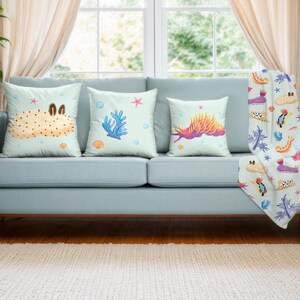 Sea Slug Velveteen Blanket Nudibranch Sherpa Blanket Ocean Inspired Style Preppy Stuff Oceancore Throw Juminocore Blanket Nudibranchs image 2