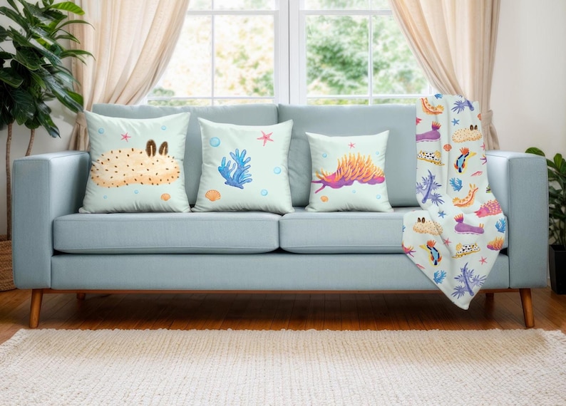 Sea Slug Velveteen Blanket Nudibranch Sherpa Blanket Ocean Inspired Style Preppy Stuff Oceancore Throw Juminocore Blanket Nudibranchs image 2