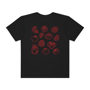 Tomato Shirt Fruit Shirt Cottage Core Shirt Vegan Shirt Garden T Shirt Vegetable Shirt Fruit Tshirt Botanical Shirt Aesthetic Clothes Black