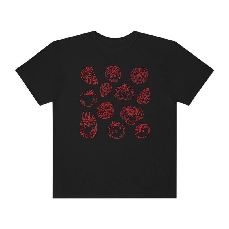 Tomato Shirt Fruit Shirt Cottage Core Shirt Vegan Shirt Garden T Shirt Vegetable Shirt Fruit Tshirt Botanical Shirt Aesthetic Clothes Black