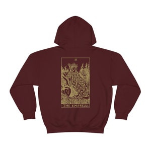De keizerin Tarot Hoodie Tarot Sweatshirt Witchy hoodie Vintage Tarot Witchy kleding Tarot kleding Indie kleding Alt kleding Celestial Maroon