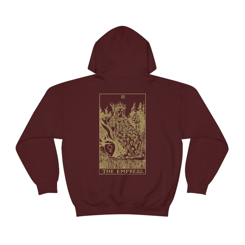 De keizerin Tarot Hoodie Tarot Sweatshirt Witchy hoodie Vintage Tarot Witchy kleding Tarot kleding Indie kleding Alt kleding Celestial Maroon