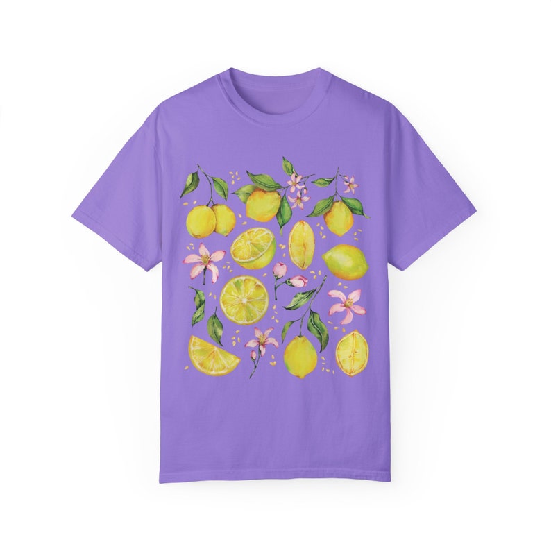 Lemon Shirt Comfort Colors Citrus Shirt Lemon Outfit Fruit Shirt Cottage Core Clothes Granola Girl Tomato Girl Veggies Shirt Earth Day Shirt Violet