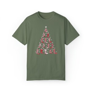 Western Christmas Shirt Comfort Colors Cowboy Shirt Cowboy Boot Christmas Tree Shirt Western Christmas Tree Cowgirl Boots Shirt Moss