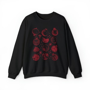 Fruit Sweatshirt Pomegranate Shirt Pomegranate Clothing Cottage Core Shirt Cottage Core Sweater Cottagecore Clothes Fruit Shirt Black