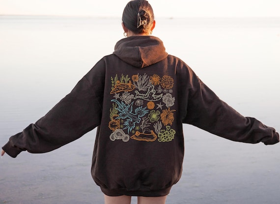 Nudibranch Hoodie Sea Slug Ocean Animal Shirt Snail Sweatshirt Beachy Hoodies Coconut Girl Clothes Ecology Shirt Granola Girl Salty Granola