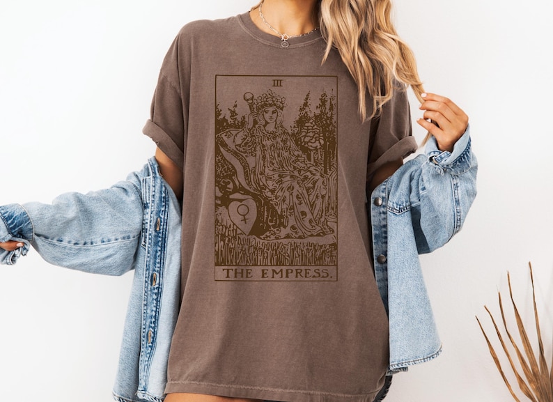 The Empress Tarot Shirt Comfort Colors Tarot Card Shirt Vintage Tarot Divine Feminine Witchy Stuff Alt Clothing Goth Shirt 2000s Clothing Espresso
