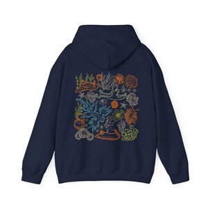 Nudibranch Hoodie Sea Slug Ocean Animal Shirt Snail Sweatshirt Beachy Hoodies Coconut Girl Clothes Ecology Shirt Granola Girl Salty Granola Navy