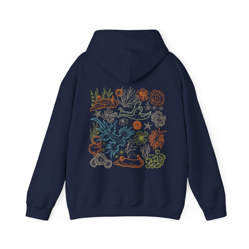 Nudibranch Hoodie Sea Slug Ocean Animal Shirt Snail Sweatshirt Beachy Hoodies Coconut Girl Clothes Ecology Shirt Granola Girl Salty Granola Navy