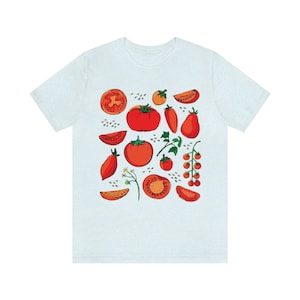 Tomato Shirt Fruit Shirt Botanical Shirt Cottagecore Clothing Vegan Shirt Garden T Shirt Vegetable T Shirt Fruit Tee Aesthetic Clothes Heather Ice Blue