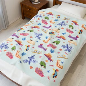 Sea Slug Velveteen Blanket Nudibranch Sherpa Blanket Ocean Inspired Style Preppy Stuff Oceancore Throw Juminocore Blanket Nudibranchs image 11