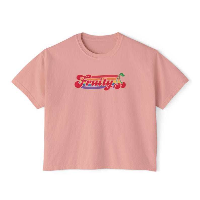 Fruity Boxy Shirt Nonbinary Shirt Cherry Shirt Sapphic Shirt Funny Gay Shirt Queer Clothing Funny Lesbian Shirt Bi Pride Shirt Fruit Shirt image 5