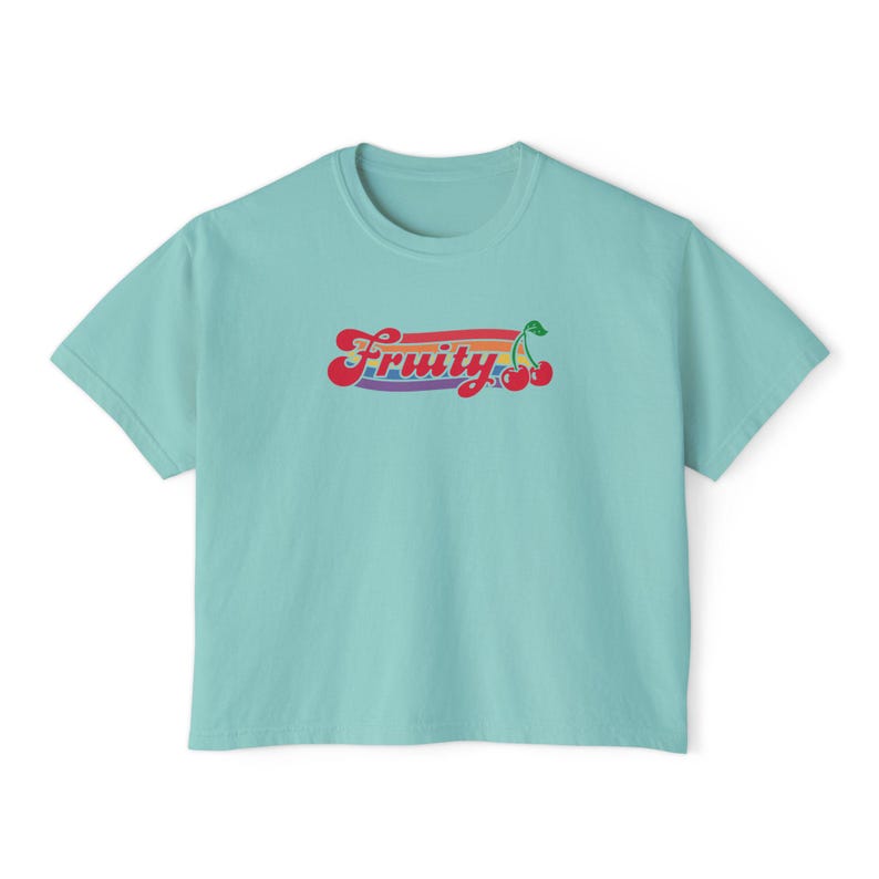 Fruity Boxy Shirt Nonbinary Shirt Cherry Shirt Sapphic Shirt Funny Gay Shirt Queer Clothing Funny Lesbian Shirt Bi Pride Shirt Fruit Shirt Chalky Mint