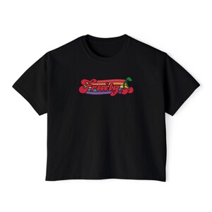 Fruity Boxy Shirt Nonbinary Shirt Cherry Shirt Sapphic Shirt Funny Gay Shirt Queer Clothing Funny Lesbian Shirt Bi Pride Shirt Fruit Shirt Black