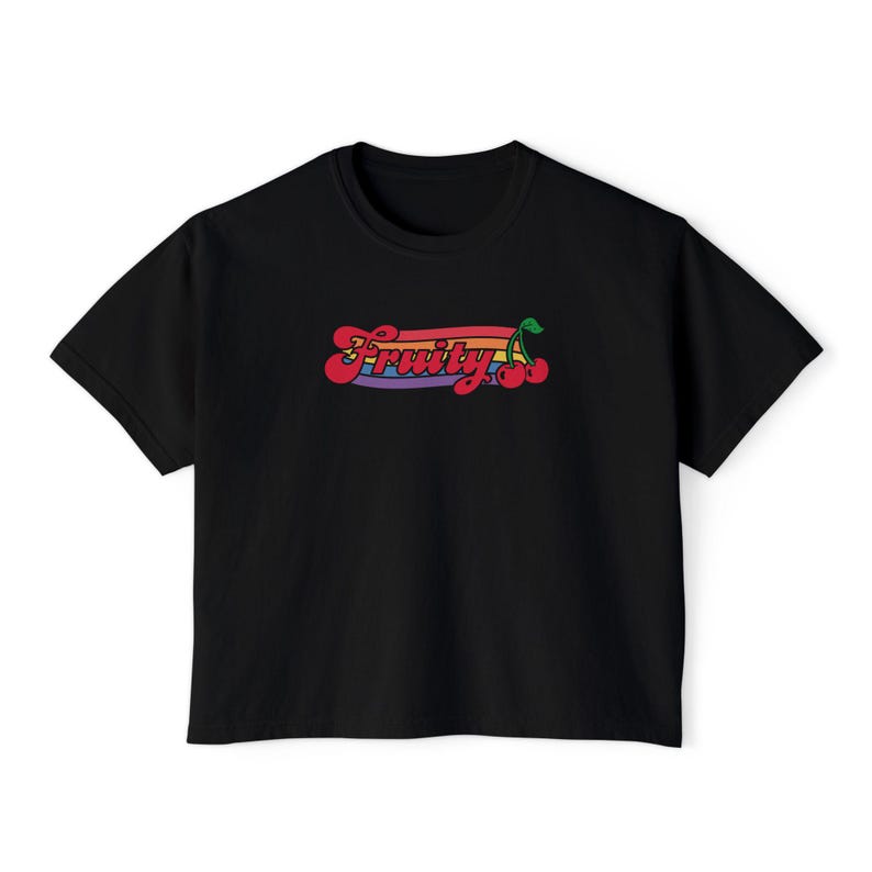 Fruity Boxy Shirt Nonbinary Shirt Cherry Shirt Sapphic Shirt Funny Gay Shirt Queer Clothing Funny Lesbian Shirt Bi Pride Shirt Fruit Shirt Black