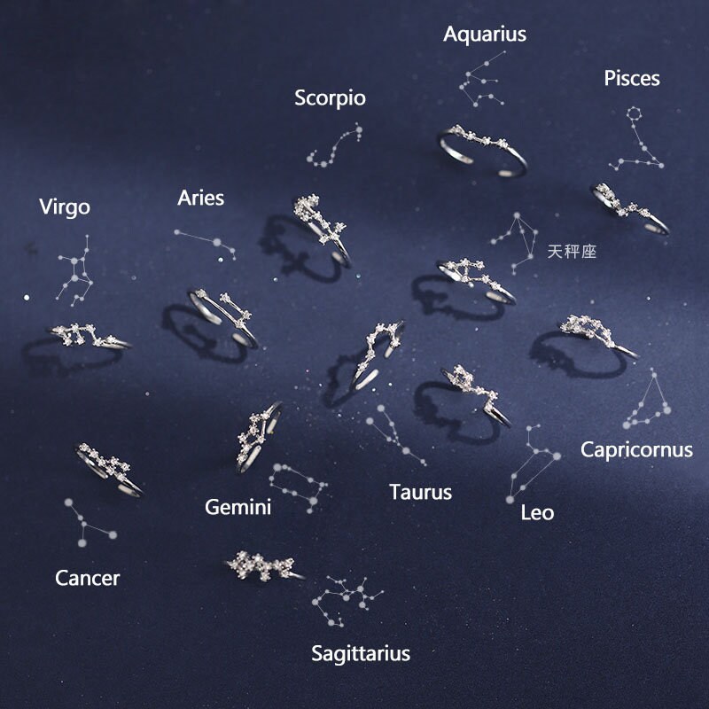 Zodiac Rings, Constellations Rings, 925 Silver Ring, Star Signs Rings…