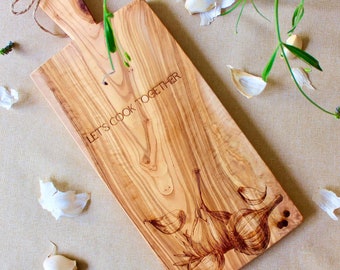 Personalized Olive Wood Cutting Board | Cook Kitchen Engraving | Wedding Birthday Christmas Housewarming Gift | Cheese Board Serving Board