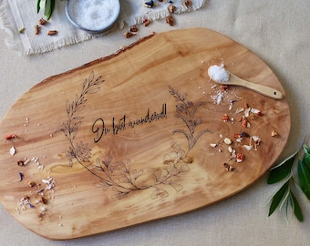 tabla de cortar personalizada, madera de olivo, grabada, regalo de Navidad, regalo de boda, Eres maravillosa