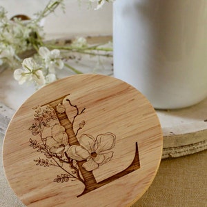 lata de galletas personalizada, lata de galletas, lata de café, lata de regalo, lata de cerámica con flor de monograma de tapa de bambú