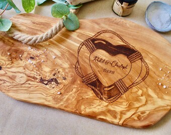 Sustainable Breakfast Board Olive Wood | Personalized Name Engraving | Wedding Christmas Birthday Housewarming | Cutting Board Eco Gift