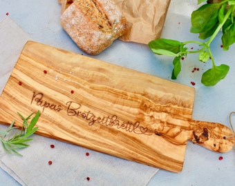 Father's Day gift, personalized cutting board, olive wood, engraved, birthday gift, wedding gift, serving tray,