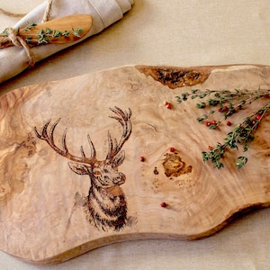 nature lovers gift,personalized olive wood cutting board, cheese board, wood chopping board,camper, walkers gift image 1