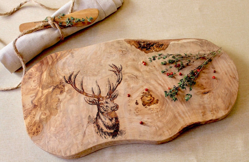 nature lovers gift,personalized olive wood cutting board, cheese board, wood chopping board,camper, walkers gift image 1