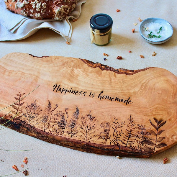 Regalo de Navidad, tabla de cortar personalizada, madera de olivo, grabado, regalo de cumpleaños, regalo de boda