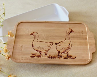 Casserole dish personalized, Mother's Day gift, ceramic, baking dish, geese,