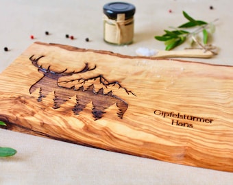 gift for men, breakfast board, personalised, gift for hunters, mountains