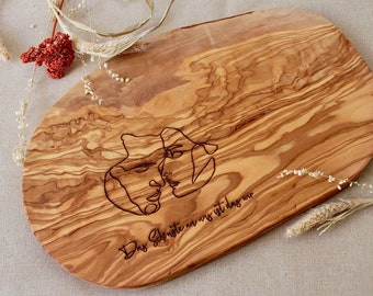 Wedding Gift Serving Tray Olive Wood Personalized | Couple Engraving Quote | Birthday Christmas Anniversary | Cutting Board Love Handmade