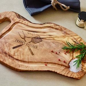 Tabla Barbacoa Madera de Olivo Personalizada | Grabada | regalo Día del Padre