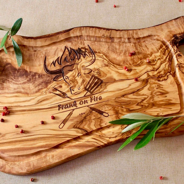 Tabla Barbacoa Madera de Olivo Personalizada | Grabada | regalo Día del Padre
