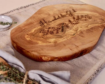 Housewarming Gift Cutting Board Olive Wood | Personalized Engraving Name | Wedding Birthday Christmas New Home | Serving Board Kitchen
