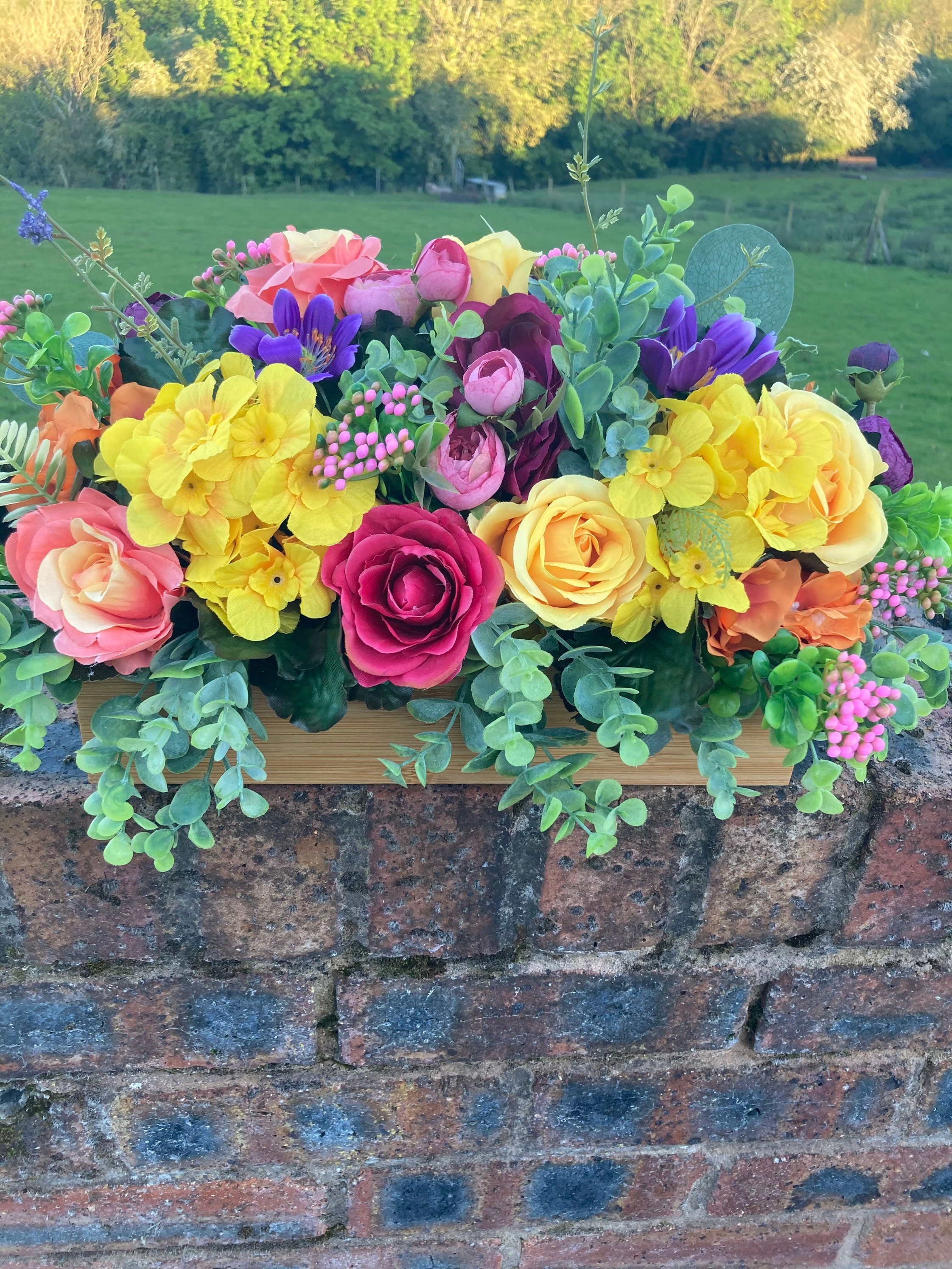 Stunning flower filled window box/ window flower/ faux flower Etsy