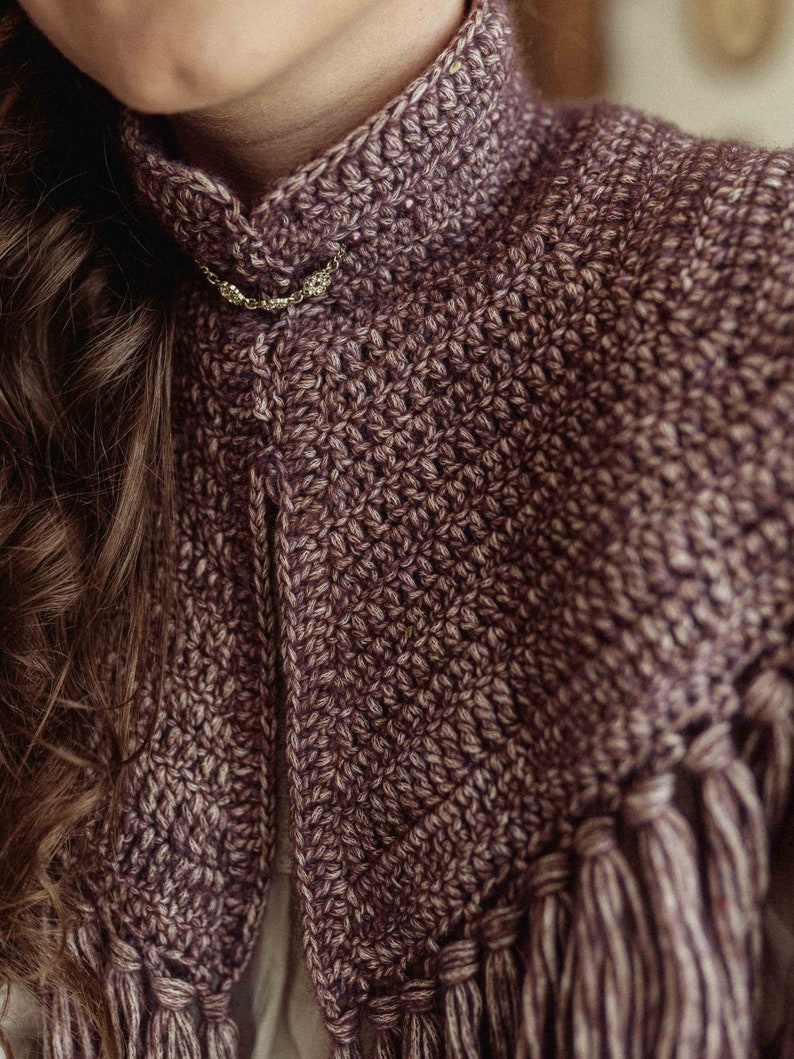 Fringed Crochet Cape With Swarovski Glass Pearls Purple or Etsy