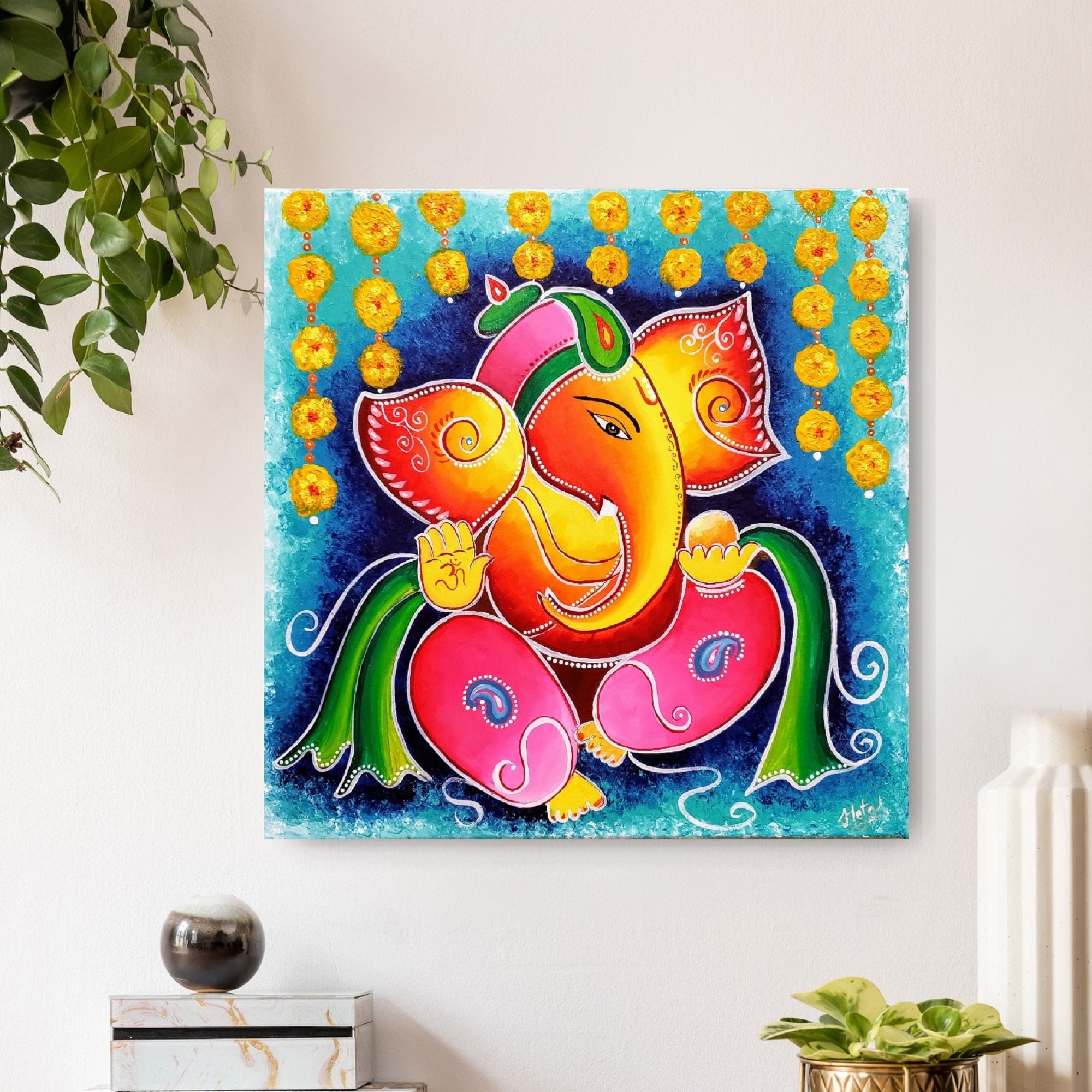 Ganesha Abstract Painting, Indian God Painting, Asian God, Lord Ganesha