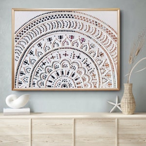 Mandala clay art with mirrors, wall art, Indian folk Art with mirrors,  Indian Traditional art with clay & mirrors,  Asian Art, White Art