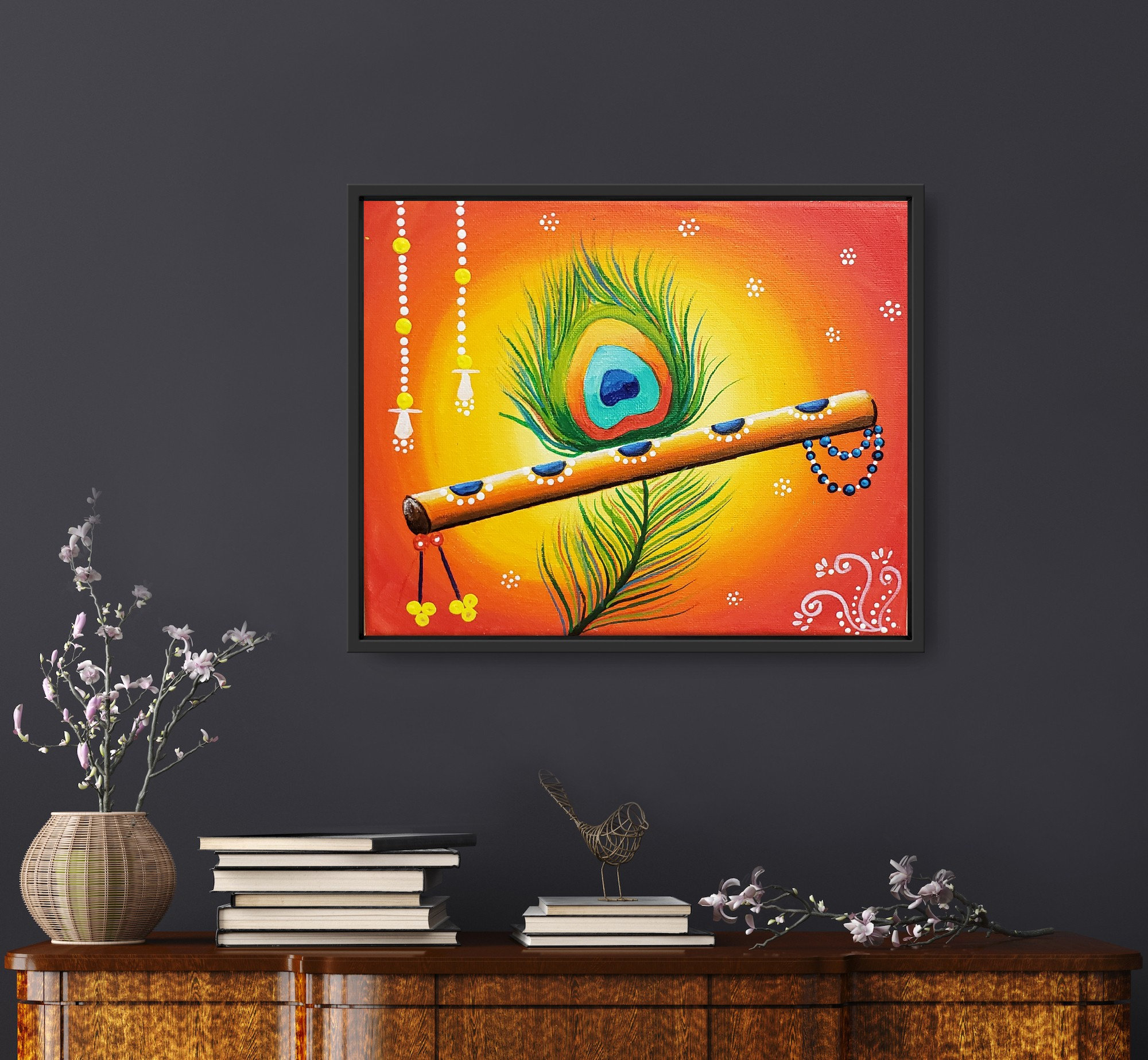 Krishna Peacock Feather and Flute Etsy