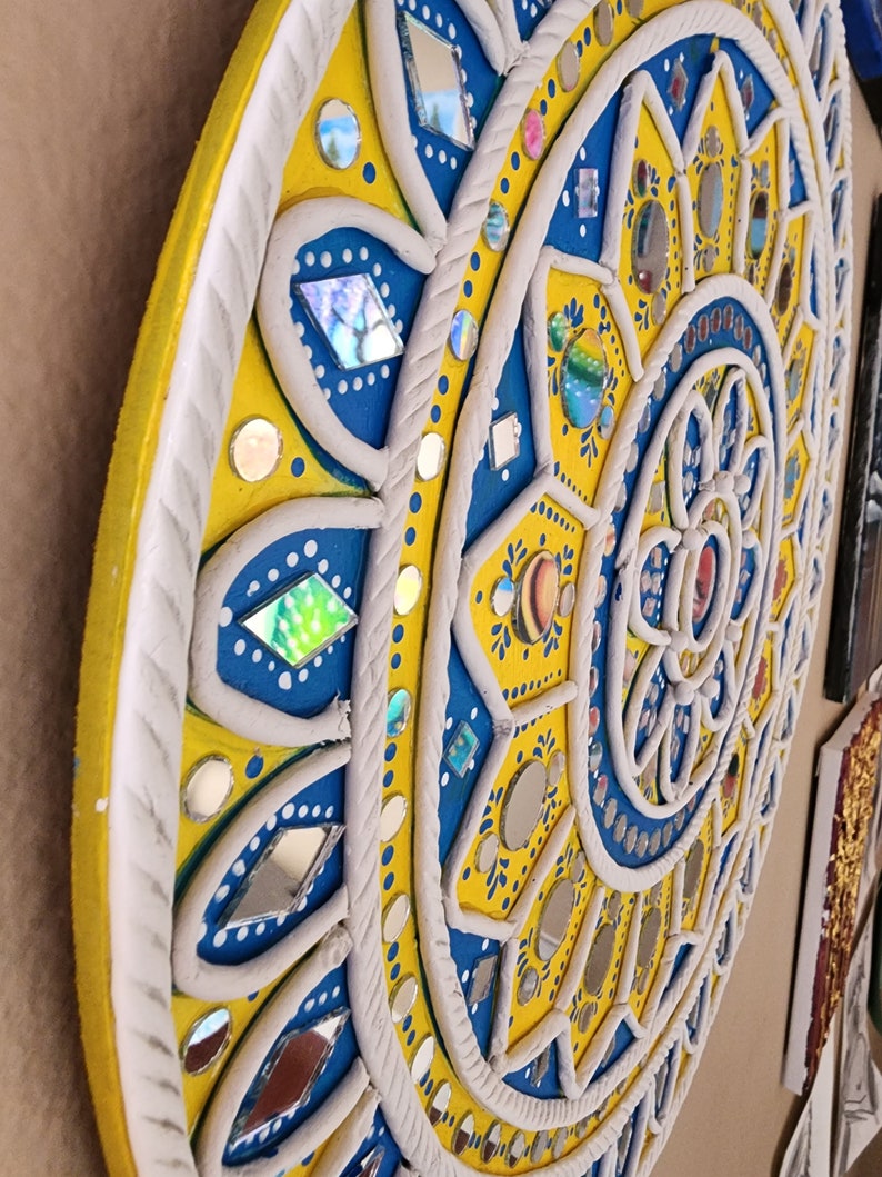 Mandala Clay Art, Lippan Wall Art, Indian Folk Art With Mirrors, Indian