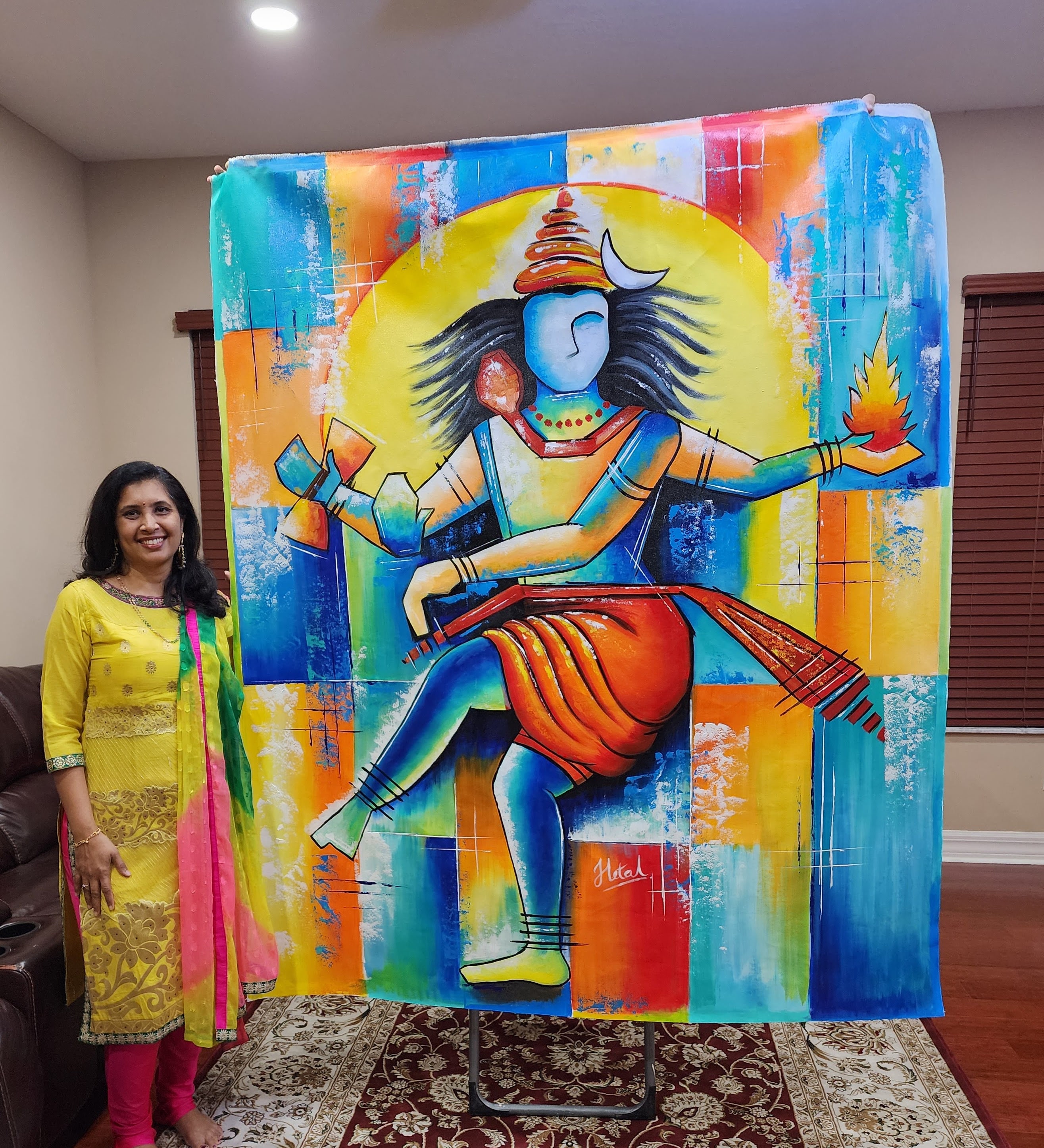 Abstract Nataraj Shiva Painting: Hindu God Canvas Art - Etsy