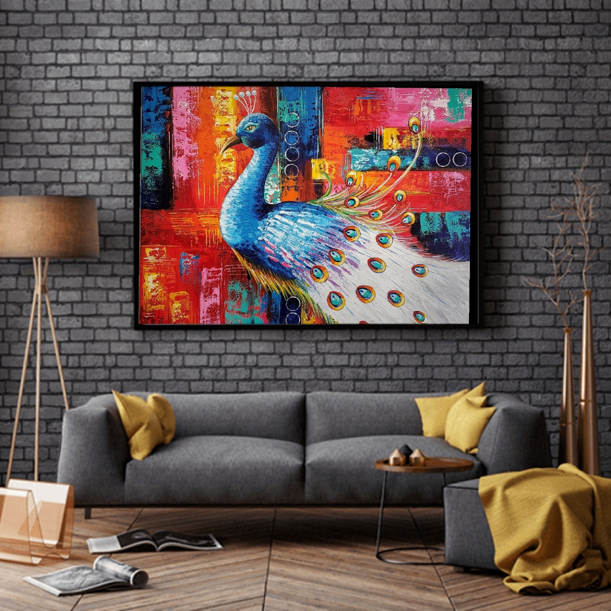 White Peacock Abstract Peacock Painting Wall Decor Modern - Etsy