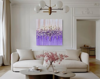 Purple Glitter Resin Abstract Art: Textured Acrylic Painting