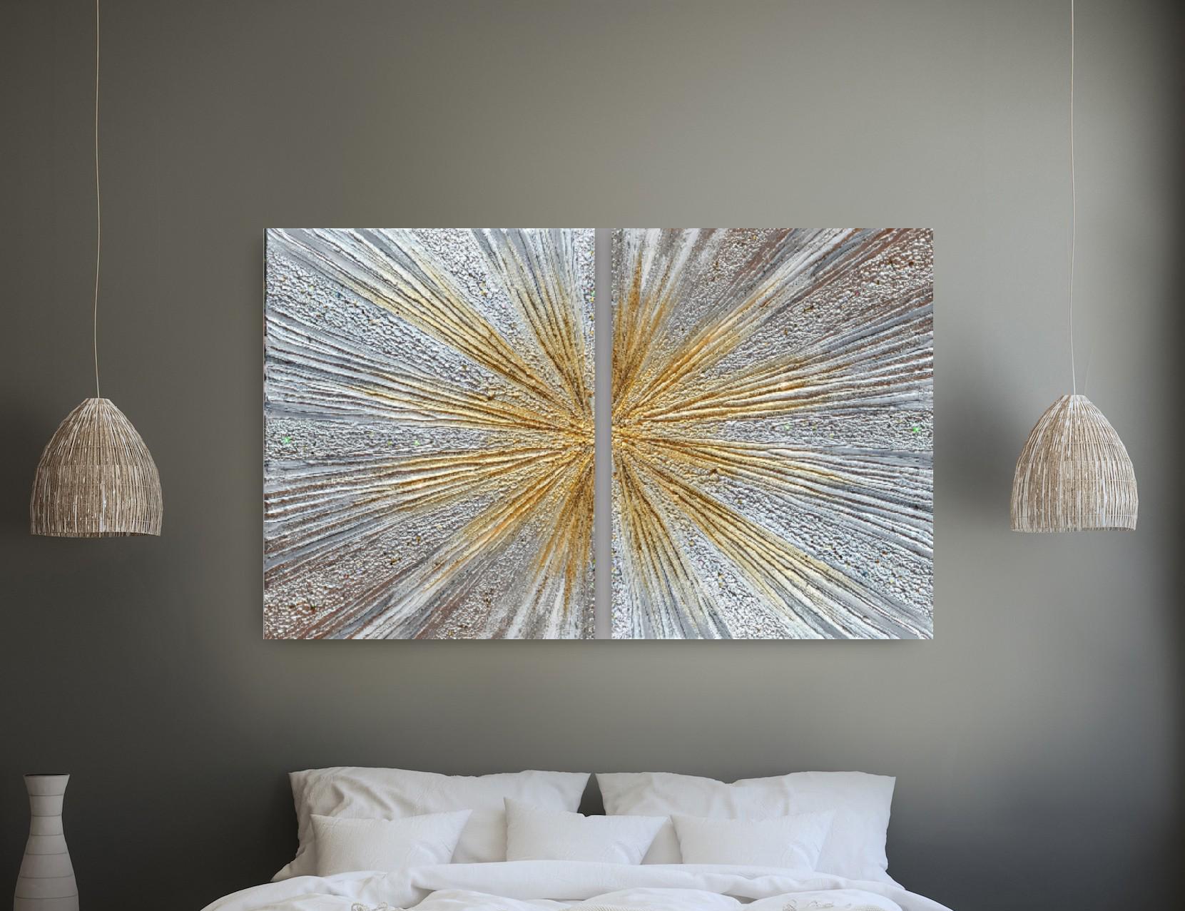 訳あり／キャンバスアート Sunburst Gold デコ 抽象デザイン　Ⓣ 訳あり／キャンバスアート Sunburst Gold デコ 抽象デザイン Ⓣ 訳あり